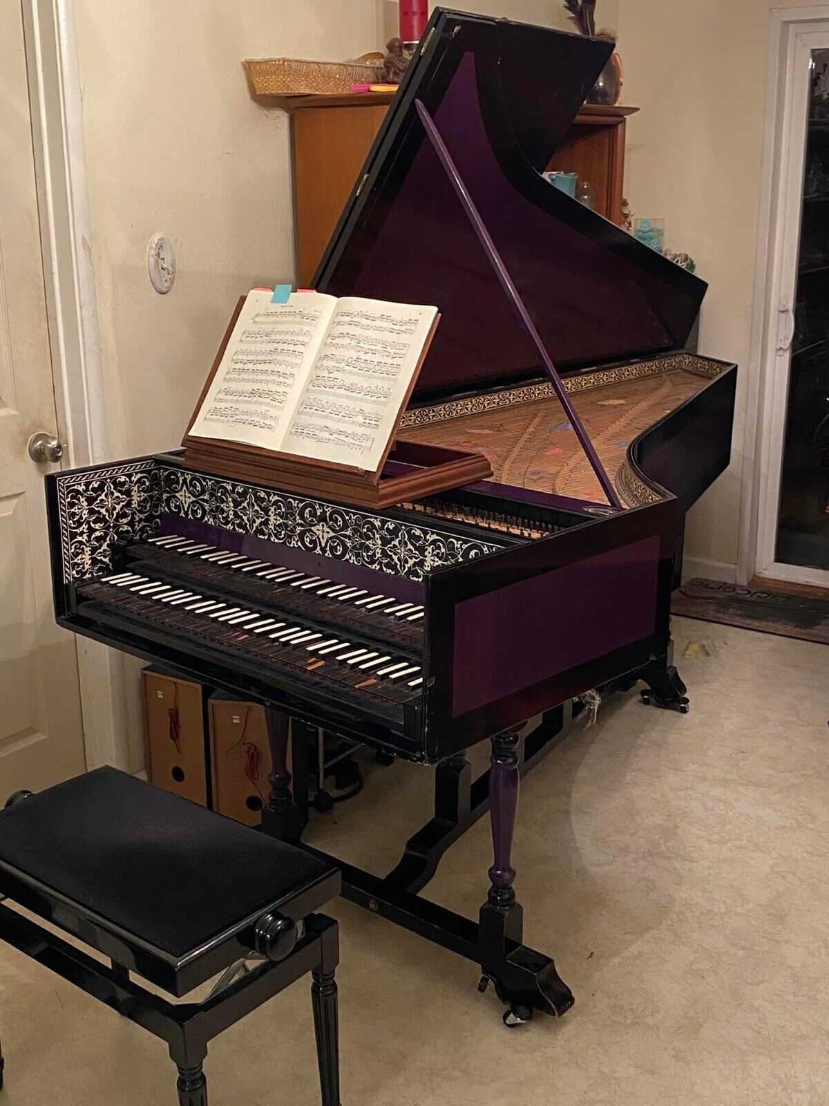 French Double Manual Harpsichord For Sale